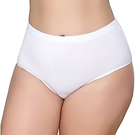 Gümüş 3092 Kadın Yüksek Bel Çizgili ( Fitilli ) Bato Külot Beyaz 12 li Paket