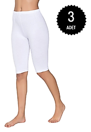 Gümüş 4032 Kadın Likralı Kısa Tayt Beyaz 3 lü Paket