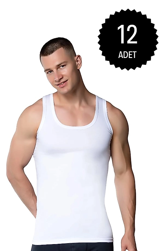 Gümüş 3001 Erkek Penye Askılı Atlet Beyaz 12 li Paket