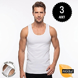 Gümüş İç Giyim 7001 Gümüş Erkek Modal Süper İnce Atlet 3 Lü Paket