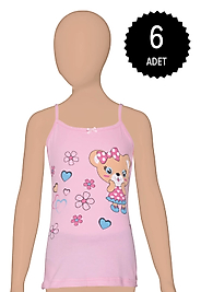 Gümüş 3100 Kız Çocuk Likralı Baskılı Atlet Karışık 6 lı Paket