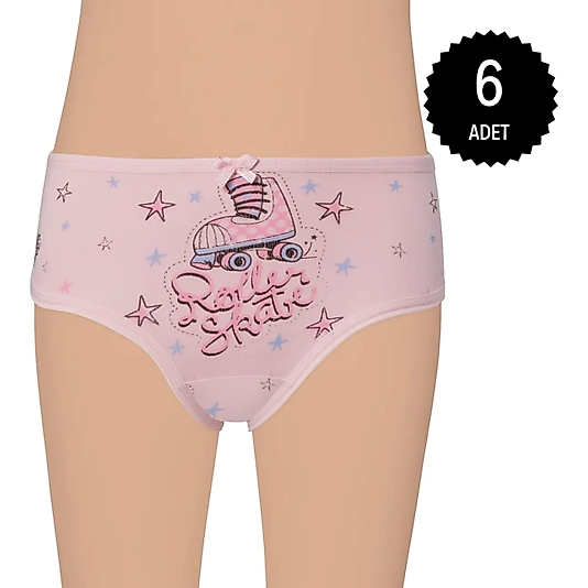 Gümüş 3091 Kız Çocuk Likralı Baskılı Renkli Slip Külot Karışık 6 lı Paket