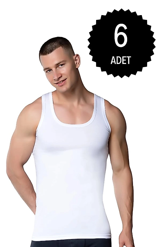 Gümüş 3001 Erkek Penye Askılı Atlet Beyaz 6 lı Paket