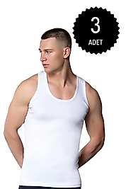 Gümüş 3002 Ribana (likralı) Erkek Askılı Atlet Beyaz 3 lü Paket