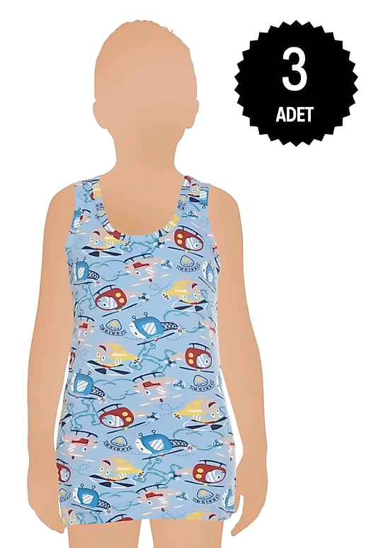 Gümüş 3088 Erkek Çocuk Likralı Empirme Atlet Karışık 3 lü Paket