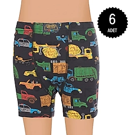Gümüş 3089 Erkek Çocuk Likralı Empirme Boxer Karışık 6 lı Paket