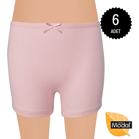 Gümüş 7016 Kız Çocuk Modal Elastan Boxer Karışık 6 lı Paket