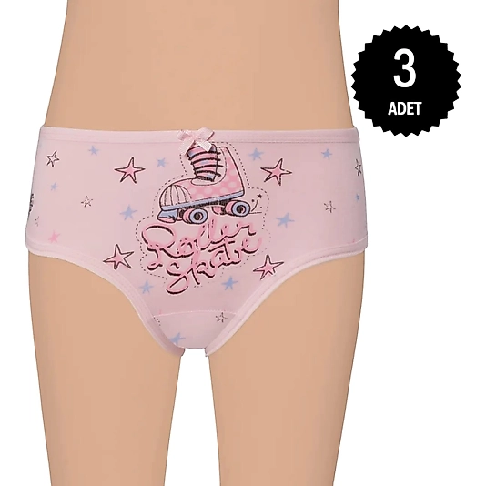 Gümüş 3091 Kız Çocuk Likralı Baskılı Renkli Slip Külot Karışık 3 lü Paket