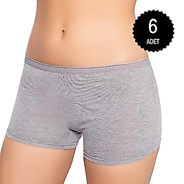Gümüş 3016 Kadın Likralı Boxer Gri 6 lı Paket