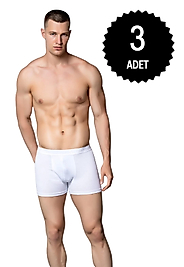 Gümüş 4018 Erkek Likralı Boxer Beyaz 3 lü Paket