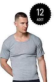 Gümüş 3101 Erkek Renkli Ribana Bisiklet Yaka Gri 12 li Paket