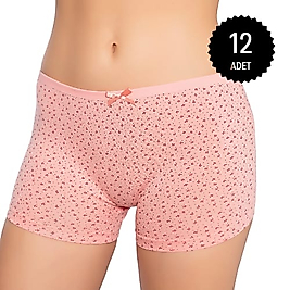 Gümüş 3098 Kadın Likralı Empirme (Desenli) Boxer Karışık 12 li Paket