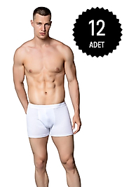Gümüş 4018 Erkek Likralı Boxer Beyaz 12 li Paket