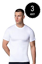 Gümüş 3005 Erkek Sıfır Yaka Atlet Beyaz 3 lü Paket