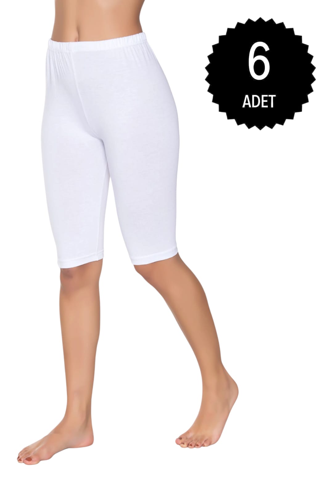 Gümüş 4032 Kadın Likralı Kısa Tayt Beyaz 6 lı Paket