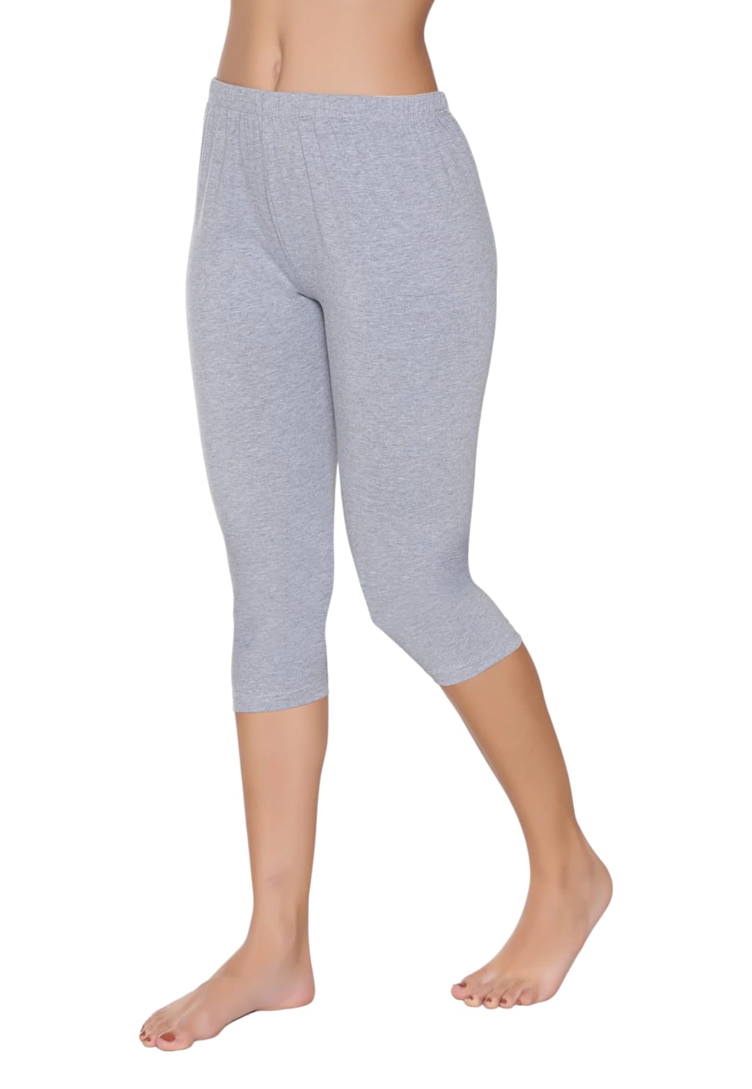 Gümüş 3104 Kadın Likralı Düz Diz Altı Tayt Gri