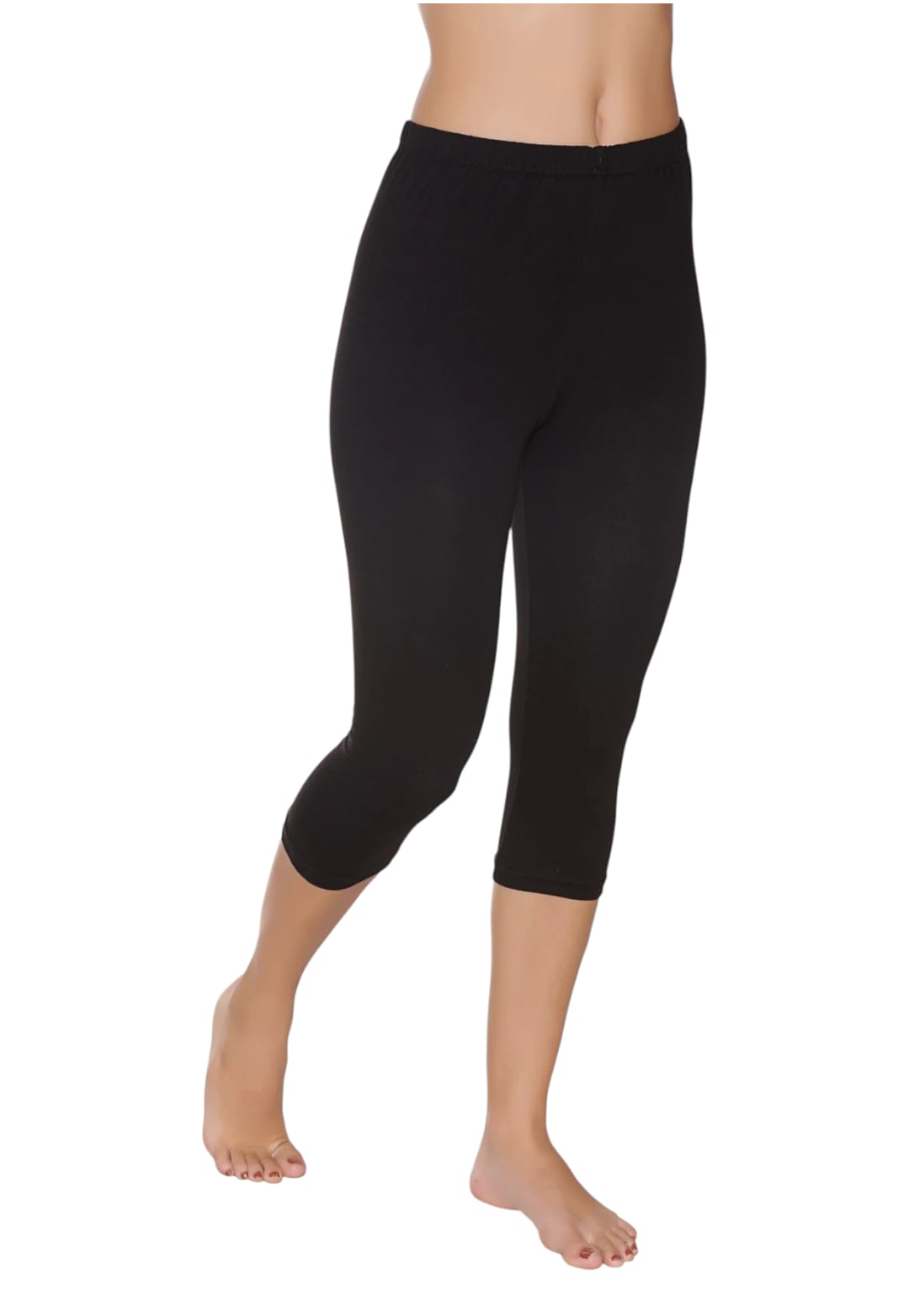 Gümüş 3104 Kadın Likralı Düz Diz Altı Tayt Siyah