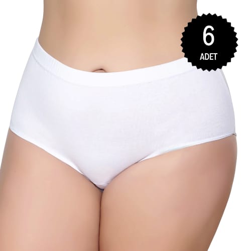 Gümüş 3040 Kadın Yüksek Bel Ribana Bato Külot Beyaz 6 lı Paket