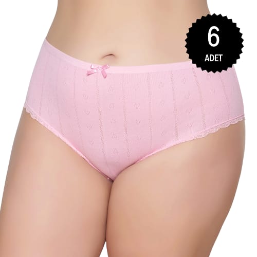 Gümüş 3079 Kadın Jakarlı Yüksel Bel Bato Külot Pembe 6 lı Paket