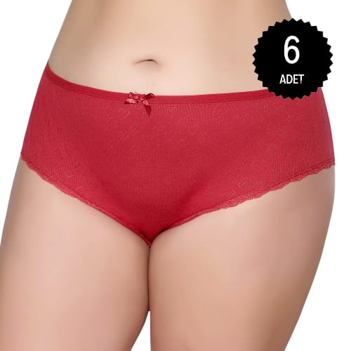 Gümüş 3079 Kadın Jakarlı Yüksel Bel Bato Külot Bordo 6 lı Paket