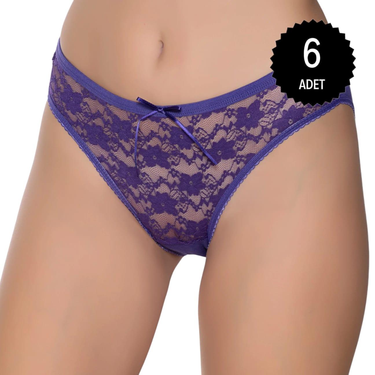 Gümüş 6025 Kadın Likralı Tül Dantel Bikini Karışık 6 lı Paket