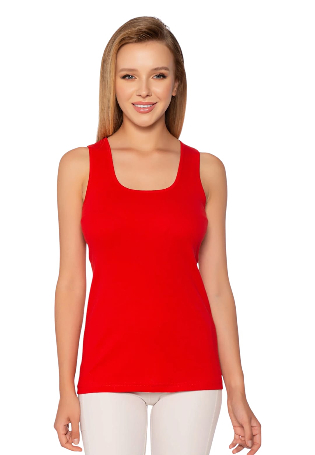 Gümüş 4024 Ribana Geniş Askı Düz Biye Atlet Kırmızı