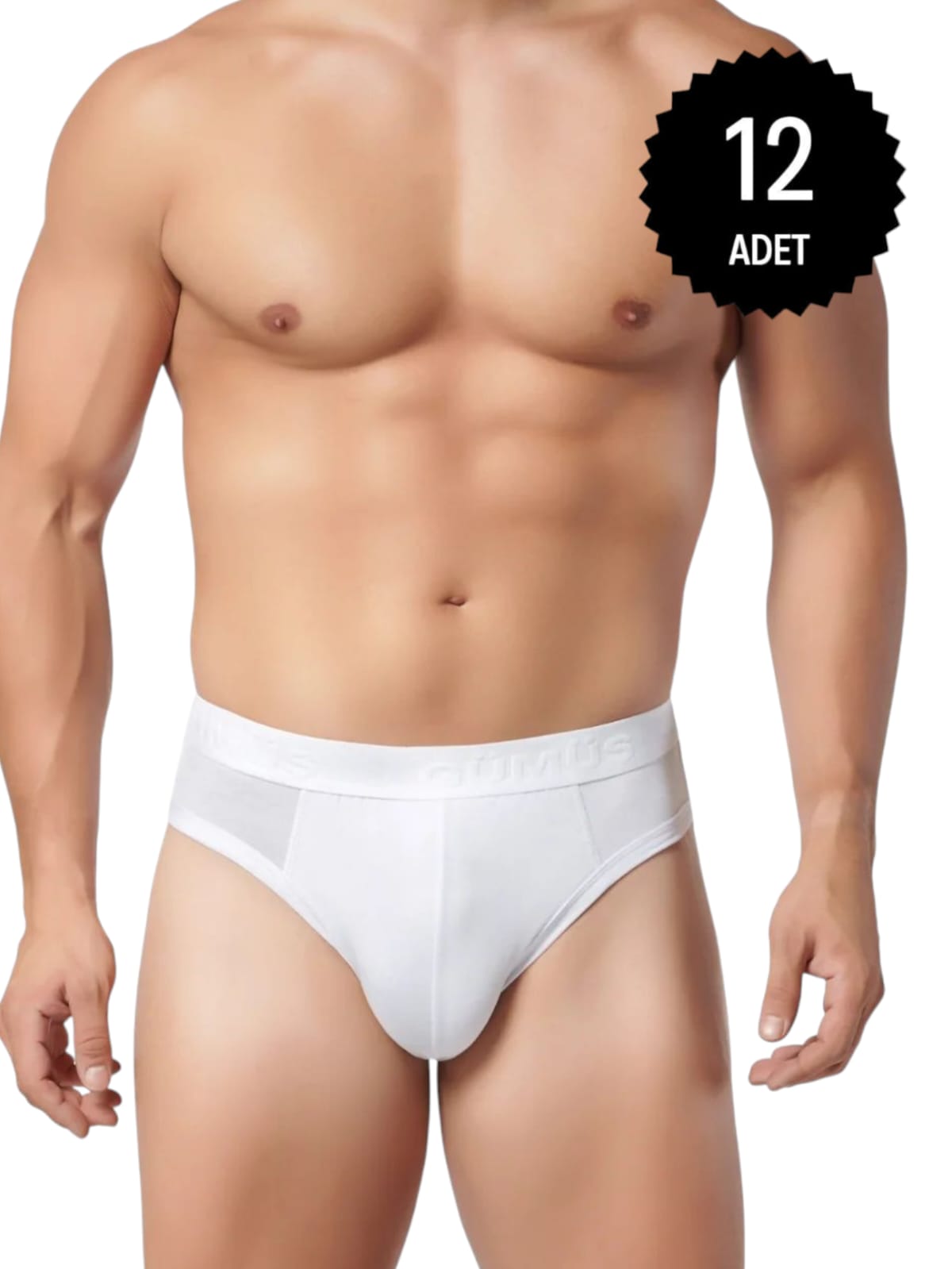 Gümüş İç Giyim 7008 Erkek Modal Kemerli Slip Külot Beyaz 12 Li Paket