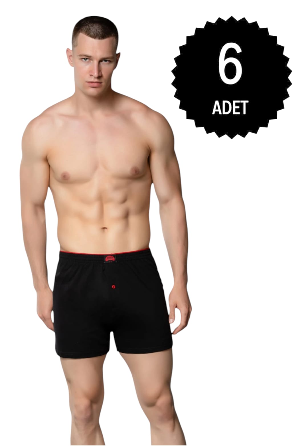 Gümüş 4020 Erkek Penye Havlu Bel Düz Boxer Siyah 6 lı Paket