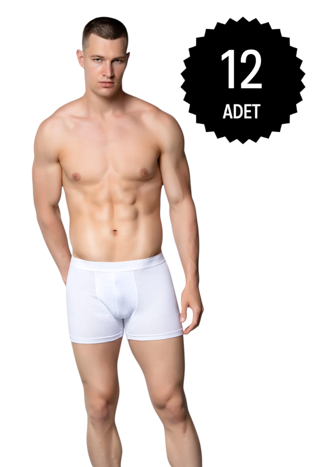 Gümüş 4018 Erkek Likralı Boxer Beyaz 12 li Paket
