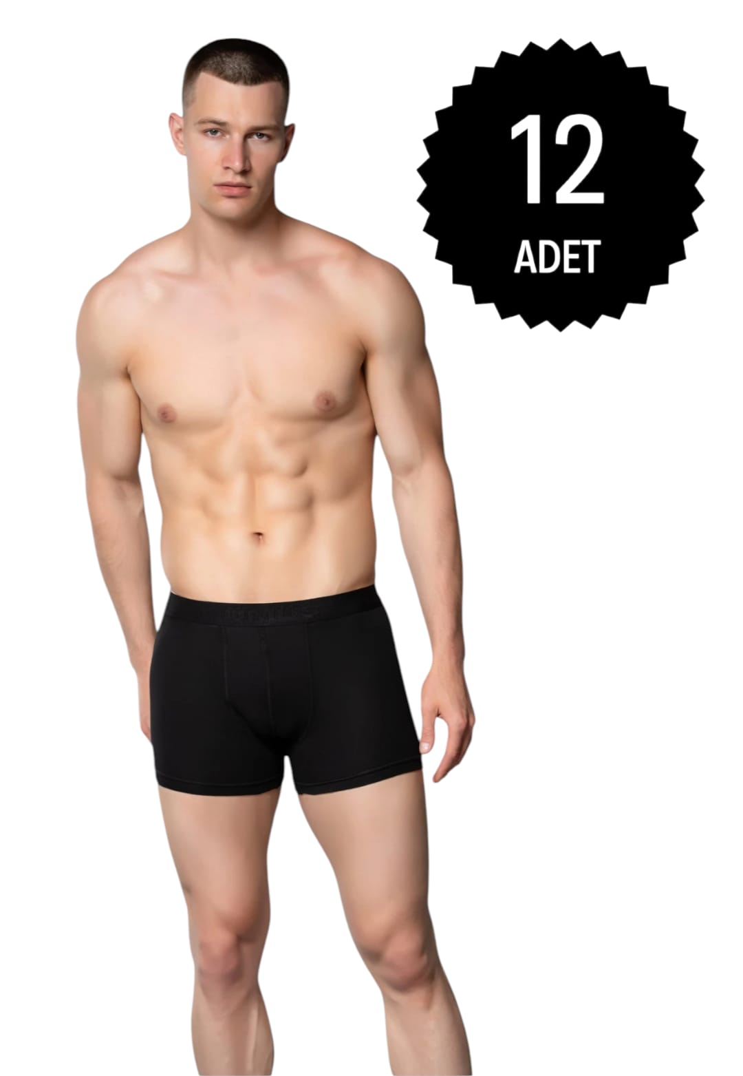 Gümüş 4018 Erkek Likralı Boxer Siyah 12 li Paket