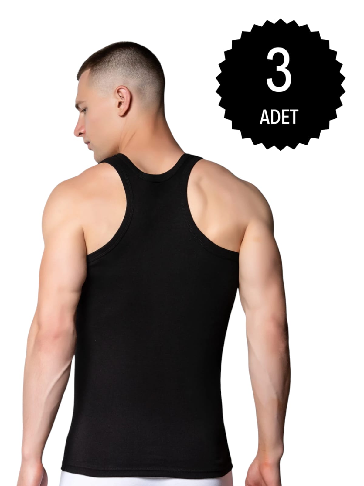 Gümüş 4019 Ribana (likralı) Erkek Arkası Çapraz Atlet Siyah 3 lü Paket