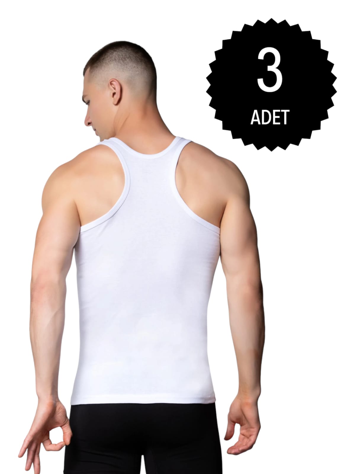 Gümüş 4019 Ribana (likralı) Erkek Arkası Çapraz Atlet Beyaz 3 lü Paket