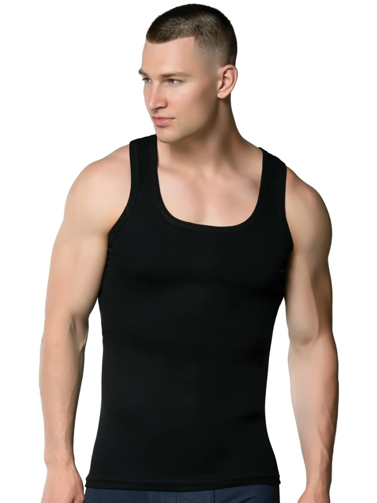 Gümüş 4004 Ribana (likralı) Erkek Askılı Atlet Siyah