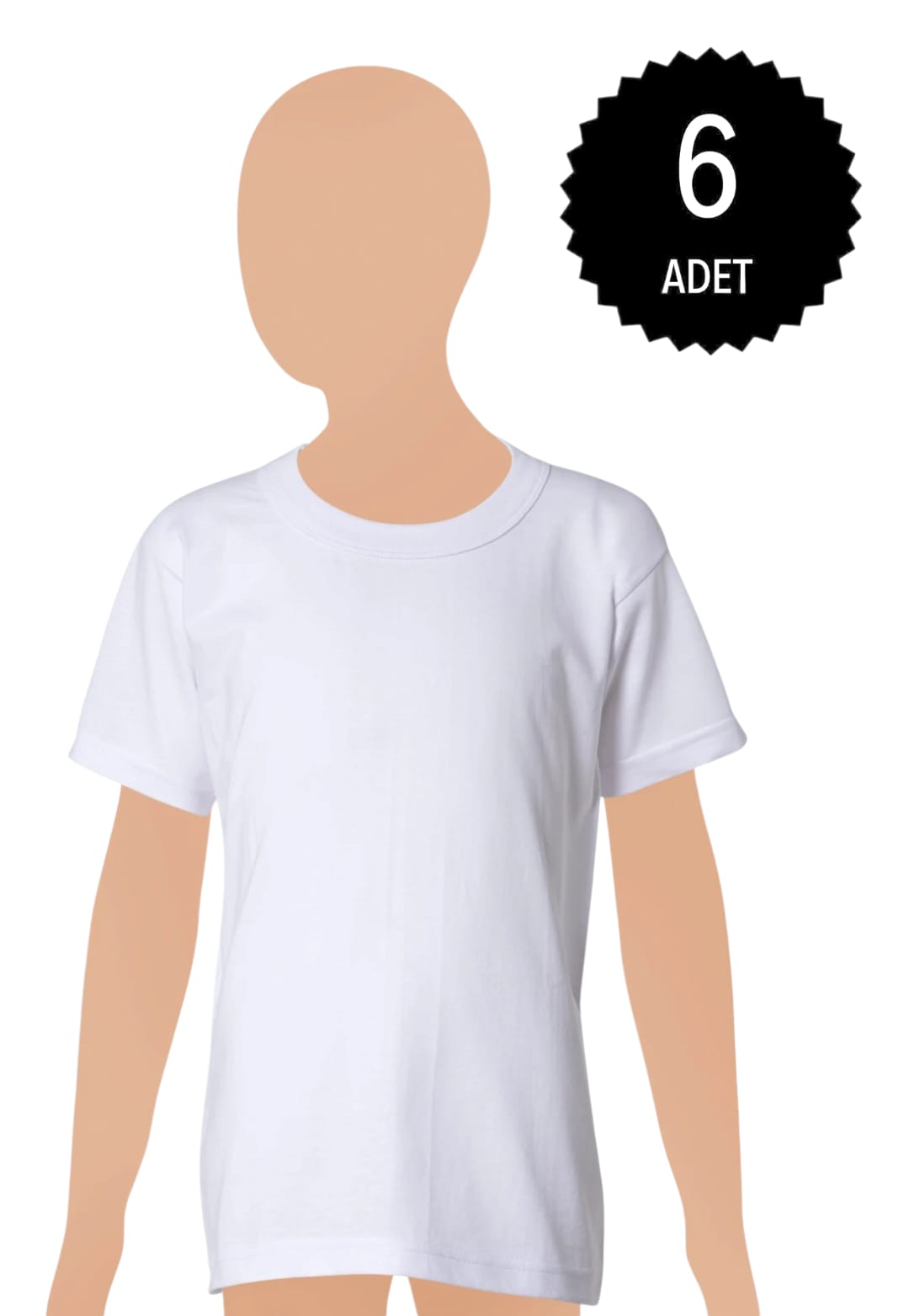 Gümüş 3022 Erkek Çocuk Penye Sıfır Yaka Atlet 6 lı Paket