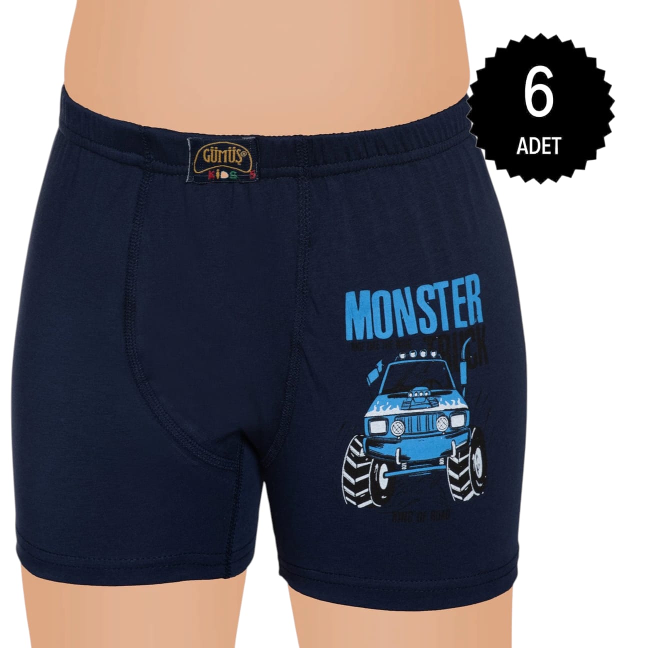 Gümüş 3110 Erkek Çocuk Likralı Baskılı Boxer Karışık 6 lı Paket