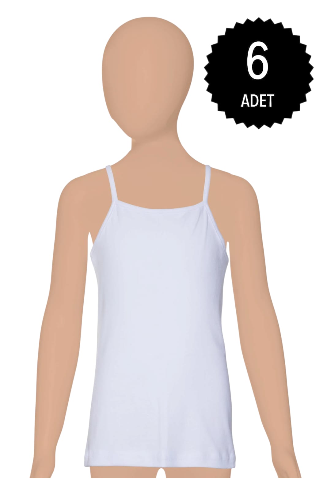 Gümüş 3062 Kız Çocuk Ribana İp Askılı Düz Biye Atlet 6 lı Paket