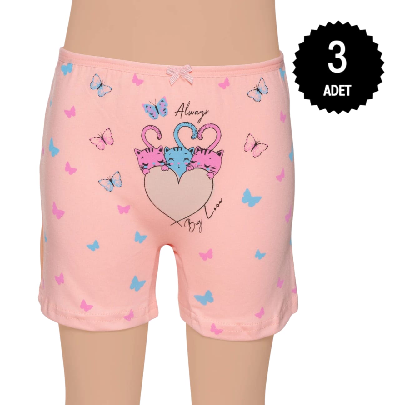 Gümüş 3069 Kız Çocuk Likralı Baskılı Boxer Karışık 3 lü Paket